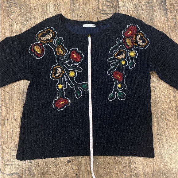 Zara Navy Sweater with Colorful Embroidery - Picture 9 of 11